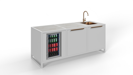 Witte buitenkeuken van Rêveluxe, gemaakt van hoogwaardig staal