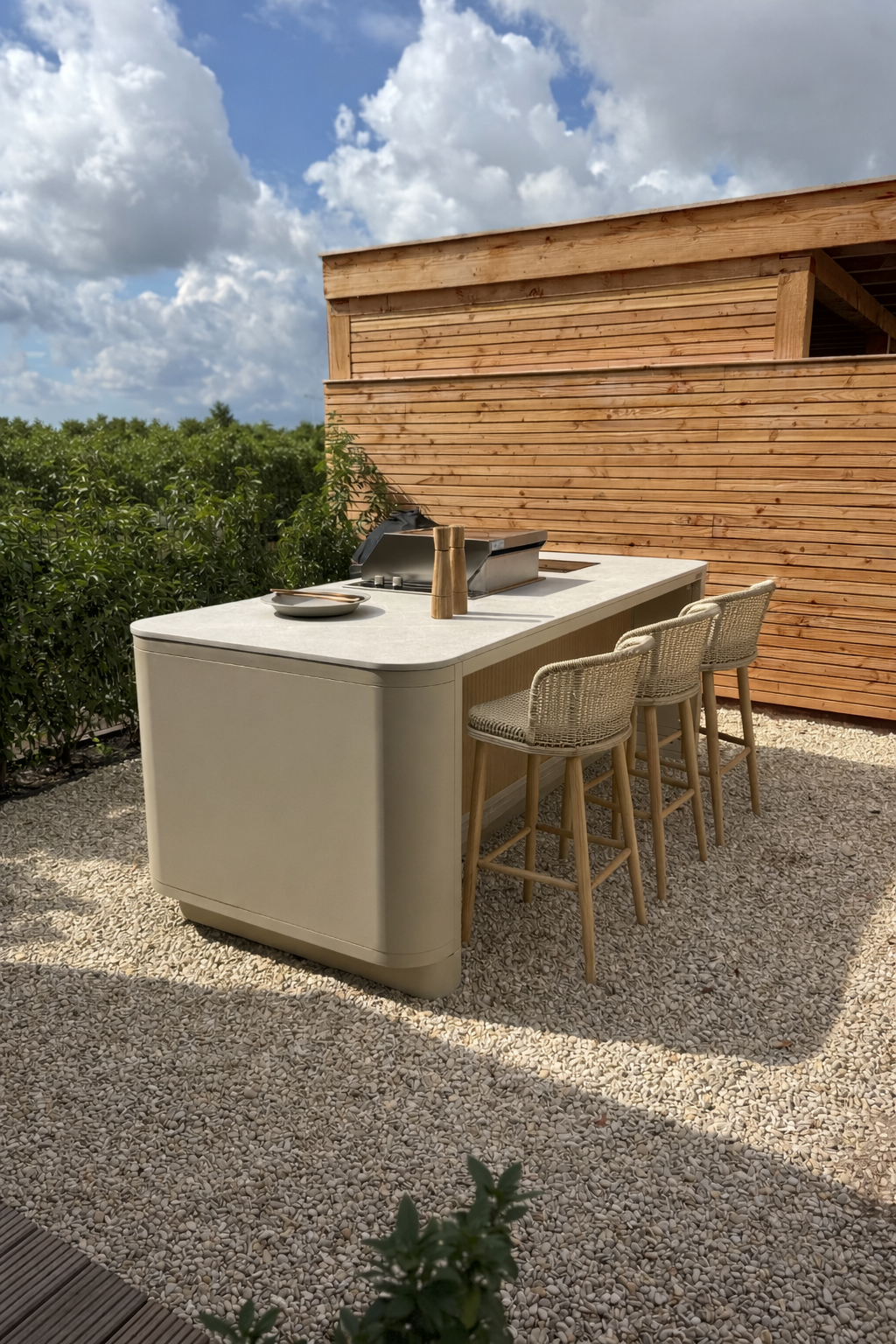 Buitenkeuken met kook- en bargedeelte voor samenzijn buiten